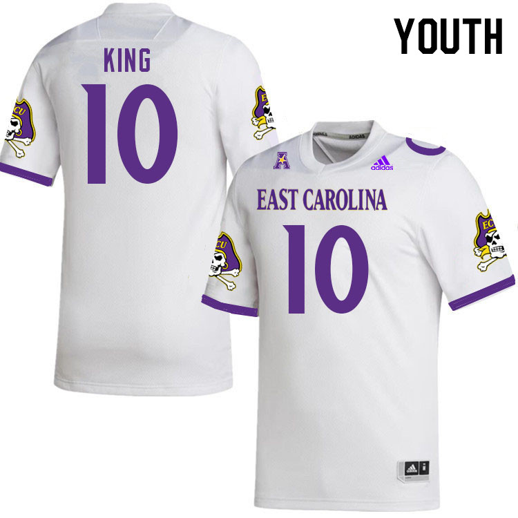 Youth #10 TyQuan King ECU Pirates 2023 College Football Jerseys Stitched-White - Click Image to Close